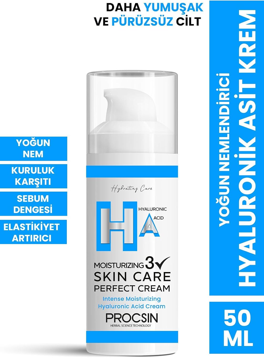 Yoğun Nemlendirici Hyaluronic Krem, Derinlemesine Nemlendirme & Cilt Bariyeri Güçlendirme, Canlandırıcı & Besleyici Günlük Bakım, 50 ML