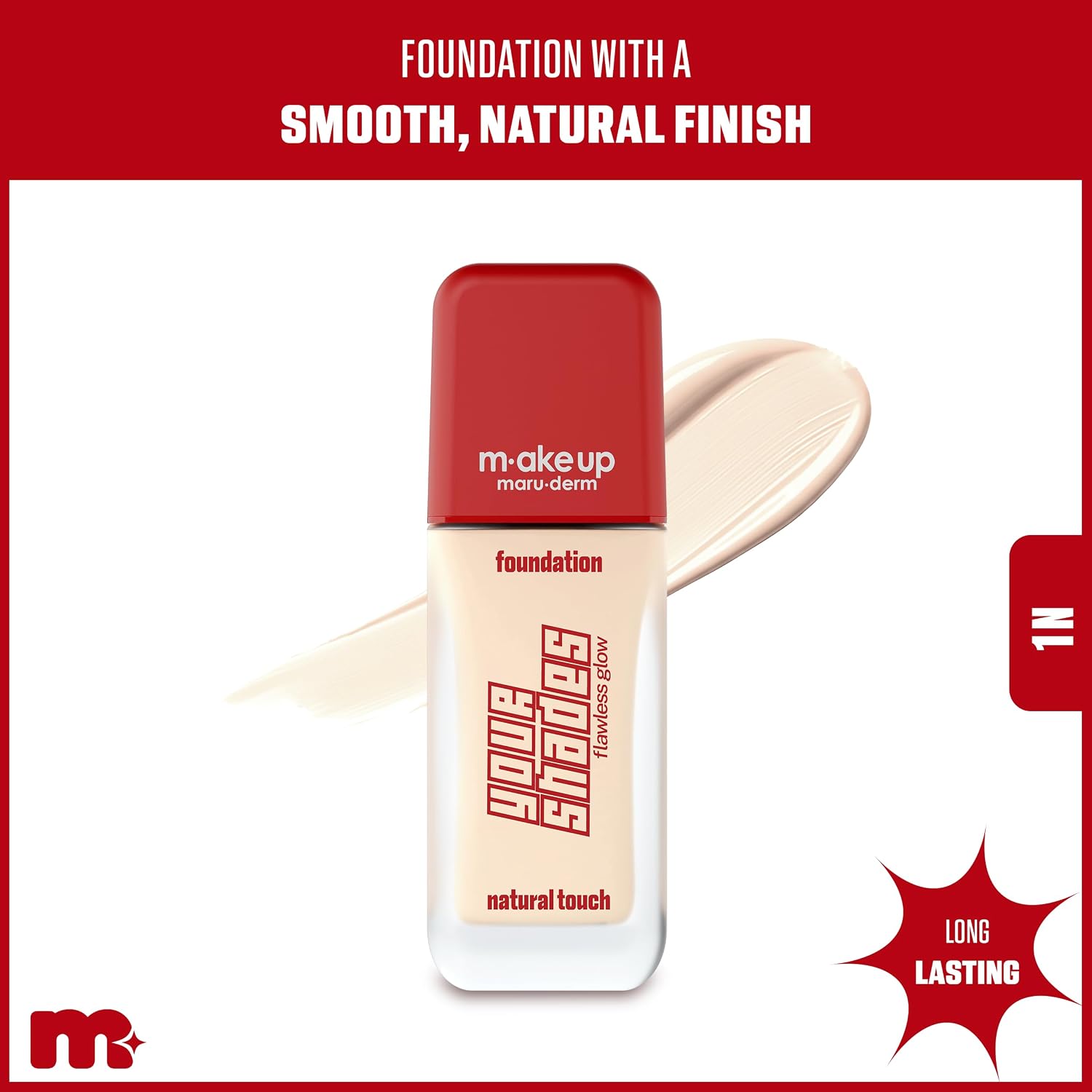 make up maruderm Pürüzsüz Görünüm Sağlayan Yarı Mat Bitişli Uzun Süre Kalıcı Fondöten 1N 30 ML