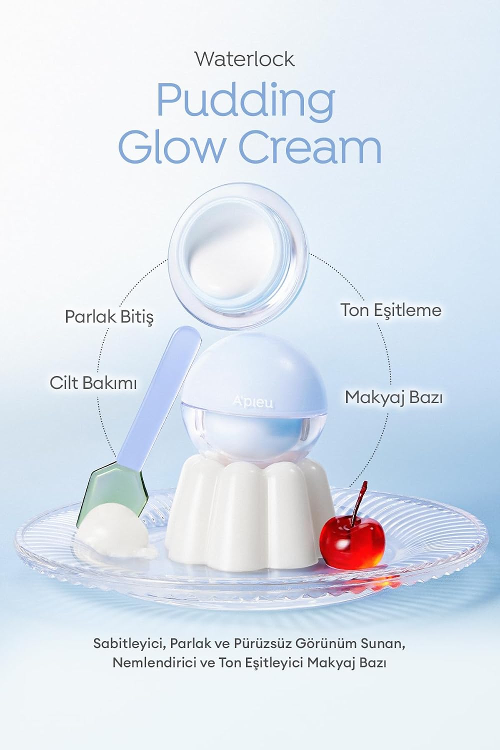 Nemli Görünüm Sunan Ton Eşitleyici Sabitleyici Makyaj Bazı Apıeu Waterlock Pudding Glow Cream Glow Cream