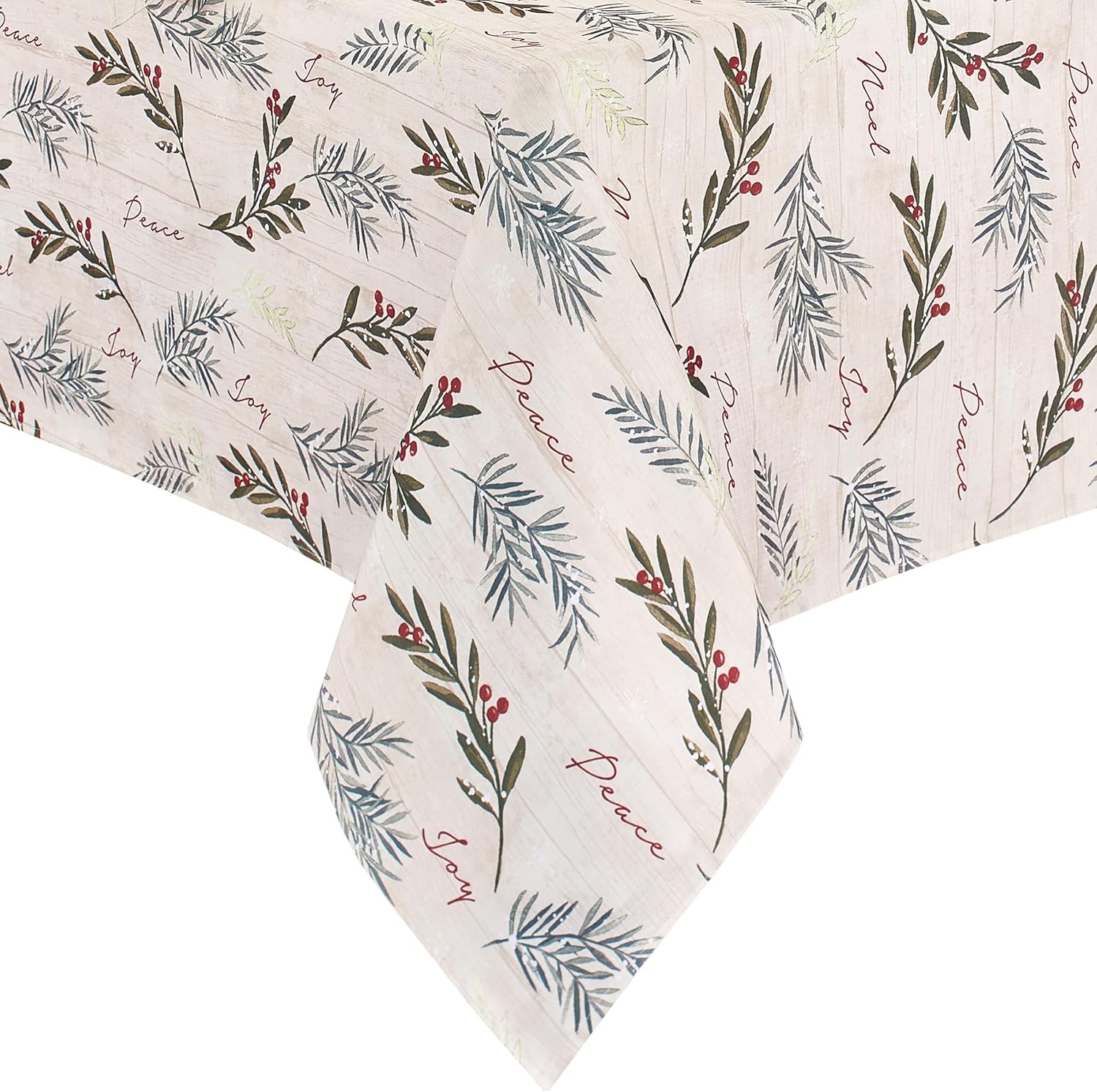 Elrene Home Fashions Tatil Ağacı Süslemeleri Kumaş Masa Örtüsü, Noel Masa Örtüsü, 152,8 cm x 300,8 cm, Dikdörtgen