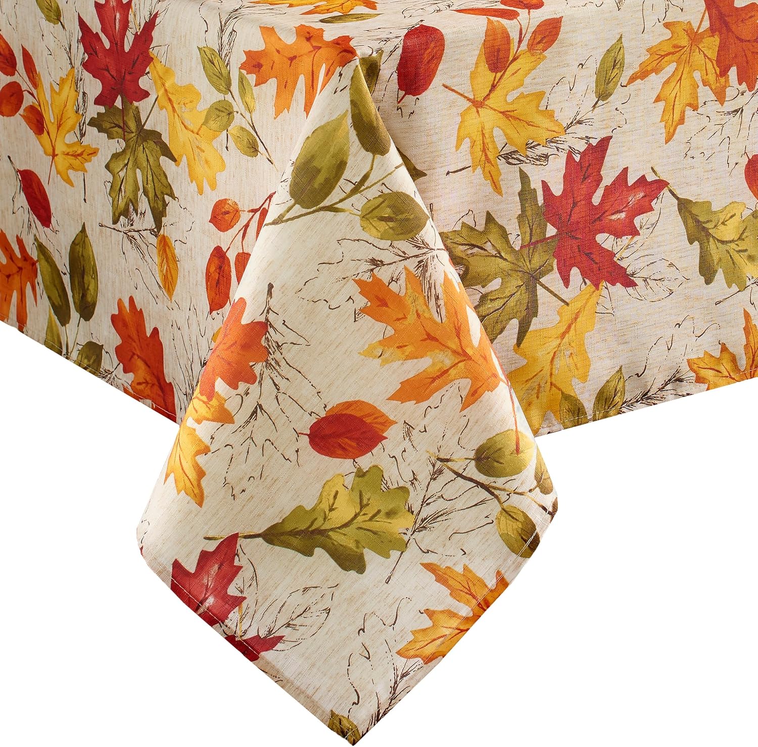 Elrene Home Fashions Sonbahar Yaprakları Sonbahar Baskılı Masa Örtüsü, Resmi veya Günlük Kullanım için Tatil Masa Örtüsü, 152 cm x 259 cm Dikdörtgen/Dikdörtgen