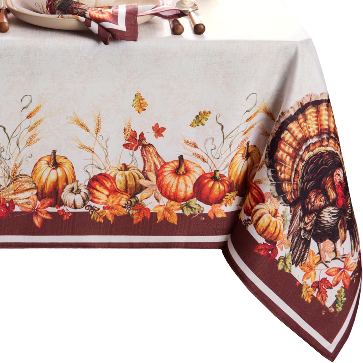 Home Fashions Autumn Heritage Türkiye Mühendislik Masa Örtüsü, 132 cm x 177 cm Dikdörtgen