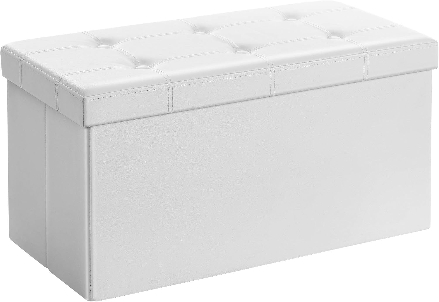 Tabure, 80 Litre, Saklama Kutusu, Ayak Taburesi, Katlanabilir, 300 Kg Taşıma Kapasitesi, Suni Deri Kılıf, Dolgulu, Beyaz Spf106