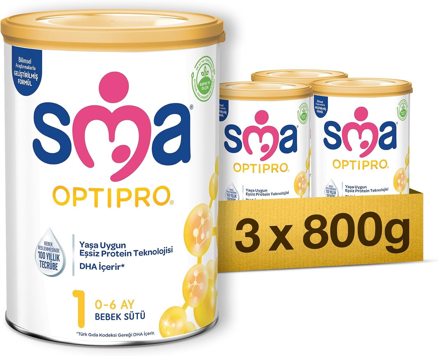 Optipro 1 Bebek Sütü (0-6 Ay, 800 g x 3 Adet)