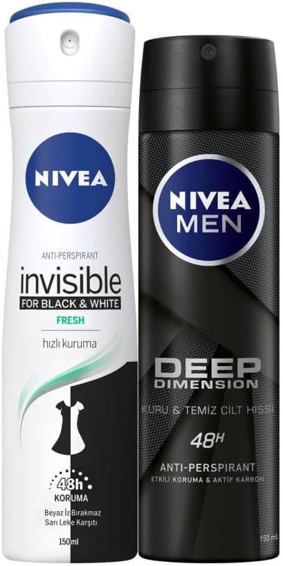 Black&White Pure Bayan Deosprey 150 Ml+Deep Dimension Erkek Deosprey 150 Ml 2'Li Paket
