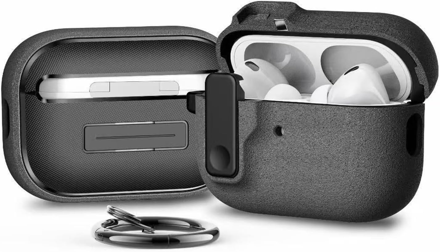 Airpods Pro 3 ile Uyumlu Fabric Serisi Özel Kilitli Tasarım ve Kumaş Yüzeyli Kılıf Darbelere Karşı Koruyucu Kapak (Gri, Airpods Pro 3 (2025))