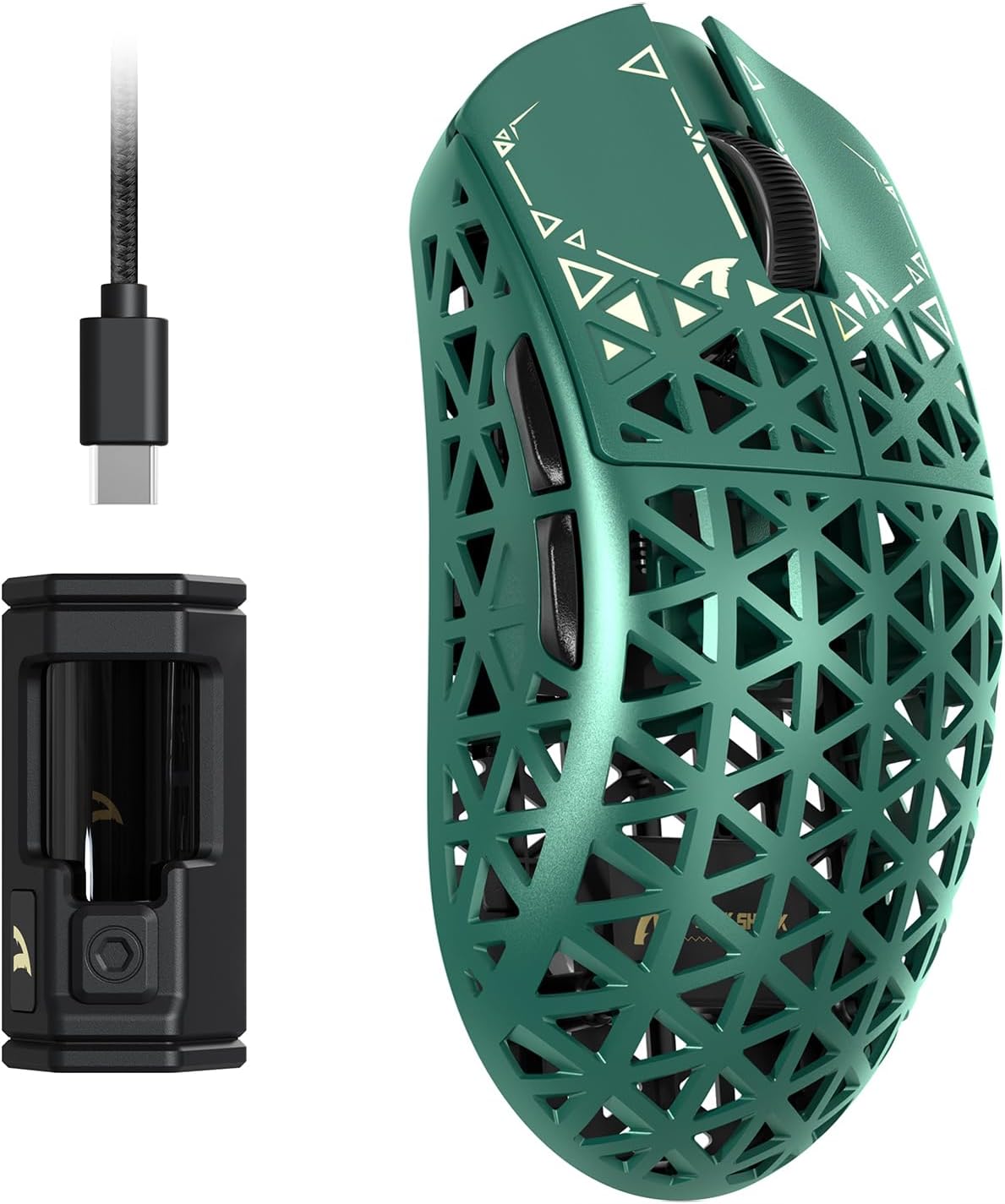 R5 Ultra Karbon Fiber HyperSpeed Kablosuz Gaming Mouse – 39g Süper Hafif, PAW3950MAX Sensör, 42000 DPI, 8000Hz Kablosuz Polling, BT/2.4G/Kablolu USB-C, Windows/Mac Uyumlu – Green