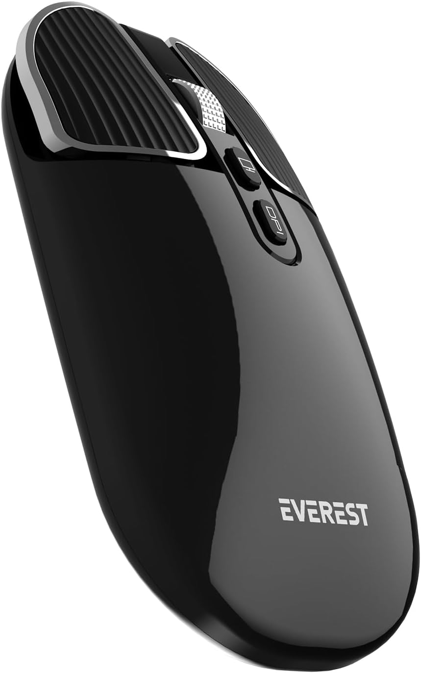 Everest SM-620 2in1 Bluetooth+2,4Ghz Şarjlı Metalik Süper Sessiz Mobil-TV-PC Destekli Kablosuz Mouse (SİYAH)