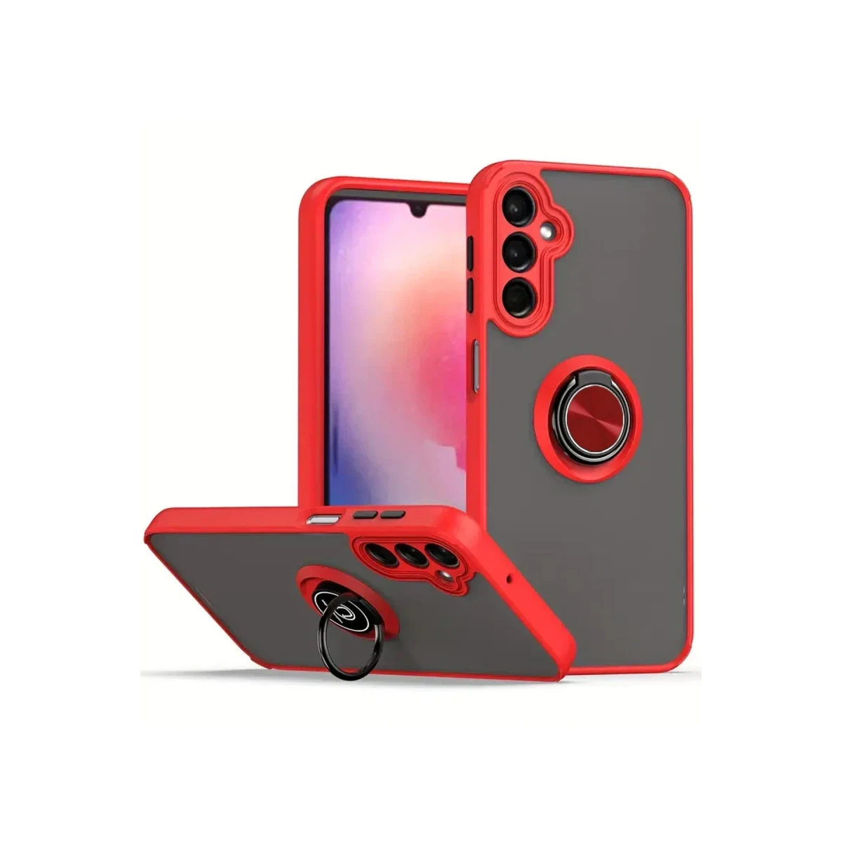 Samsung Galaxy S23 FE Kılıf Montreal Yüzüklü Silikon Kapak - Kırmızı