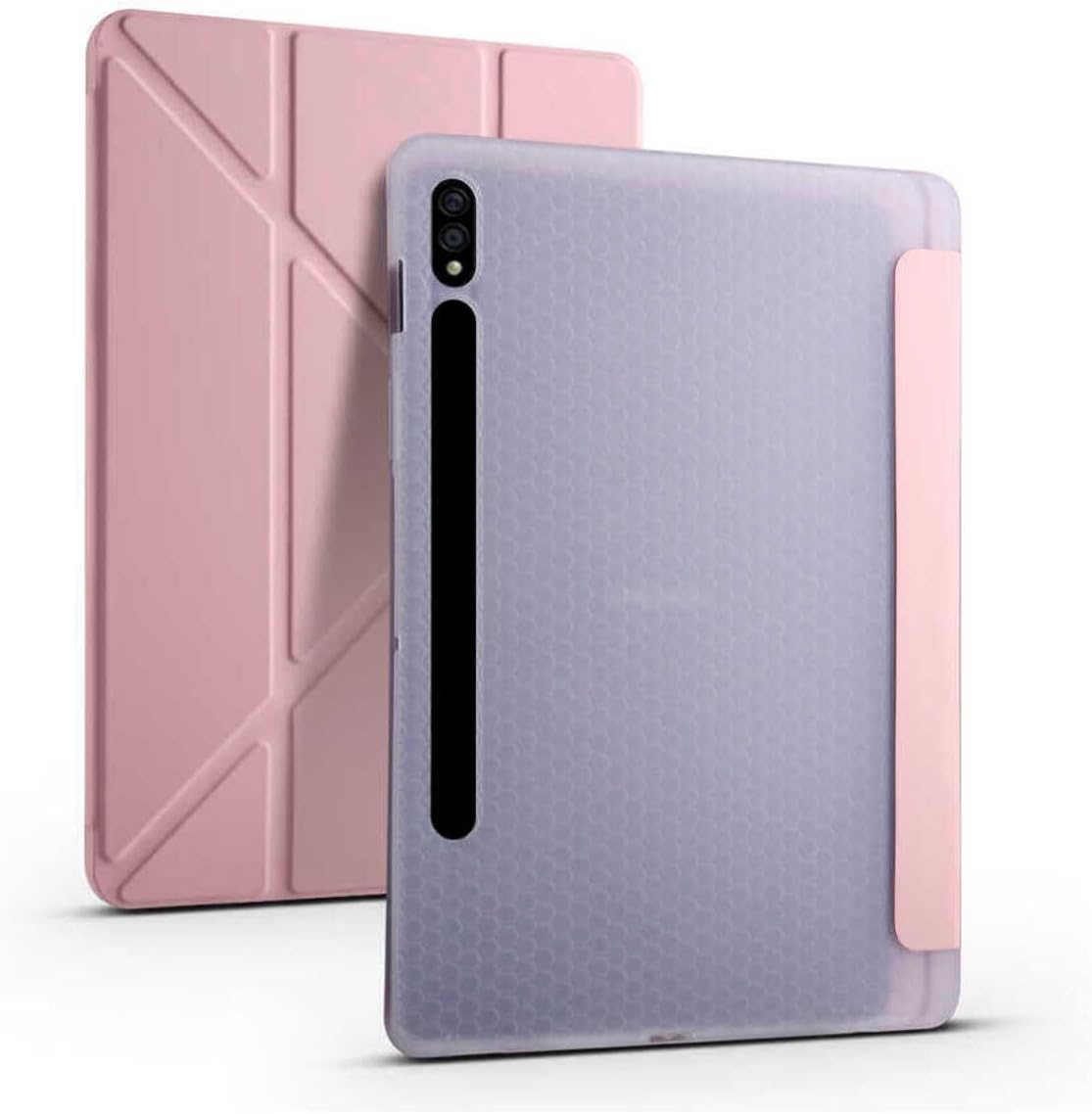 Samsung Galaxy Tab S7 FE Lte (T737-T736-T733-T730) ile Uyumlu Kılıf Kalem Bölmeli Standlı Akıllı Kapak - Pembe