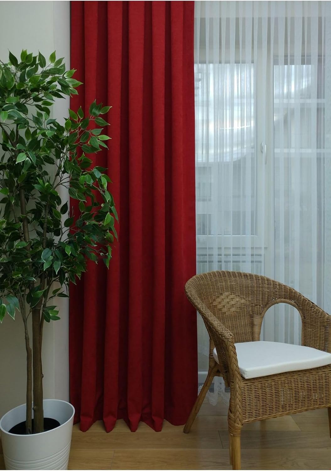 Ev Depo Home Taç Kırmızı Düz Renk Pileli Fon Perde 1/3 Sık Pile Tek Kanat TACPTKFONPERDE001, Kırmızı, 50 x 270