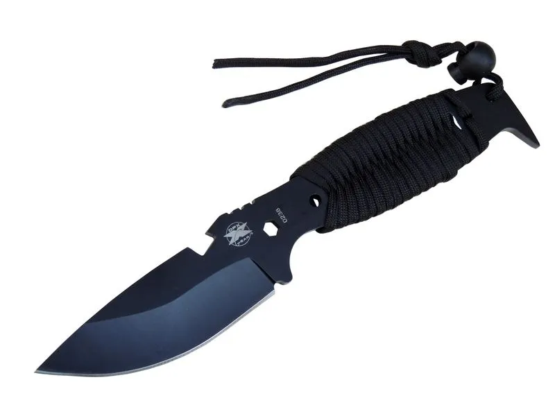 Gear Assault 0238BK Kamp Bıçağı 22,5 cm - Siyah, Metal &amp; İpli Sap