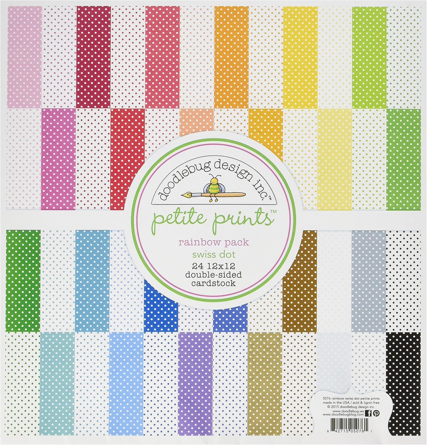 Dooblebug Petite İsviçre Puantiyeli Tonkartons 12 inç x 12 inç 2 Rainbow