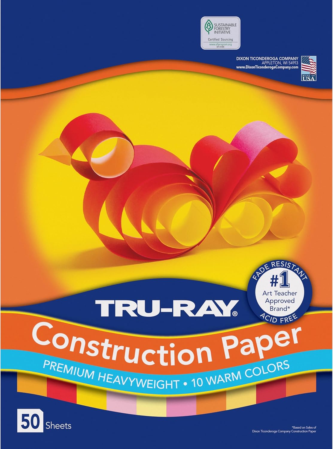 Construction Paper, Warm Assorted, 12" x 18", 50 Sheets
