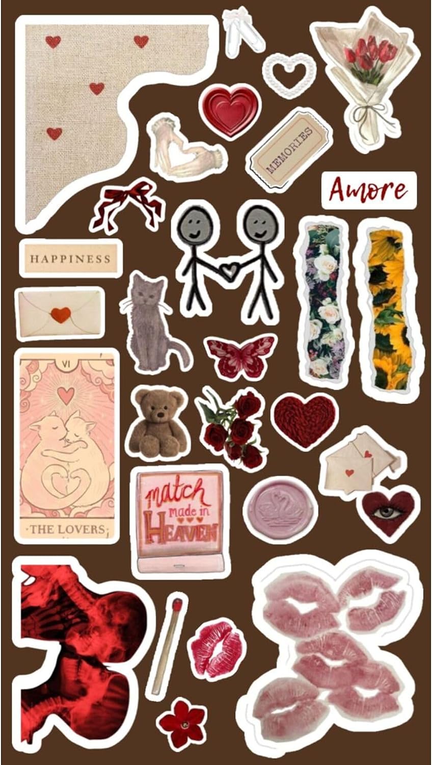 Vintage Retro Love Temalı Telefon Laptop Tablet Sticker Seti