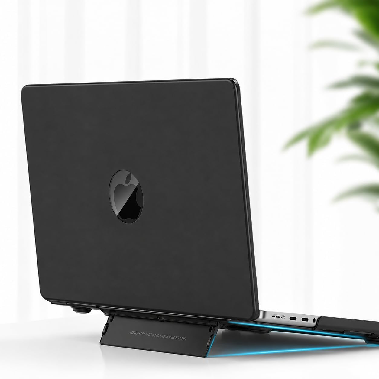 MacBook Pro 14.2 İnç Kılıf A2442 A2779 A2918 A2992 A3112 A3401 A3185 A3434 A3426 A3427 Uyumlu Standlı Mat Sert Kapak Hard Case Ergonomik Yükseltici Siyah