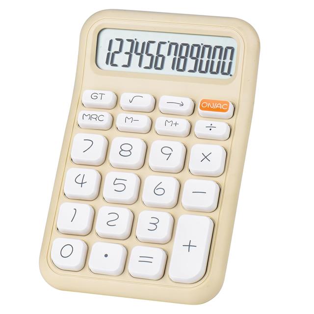 PM-25408 Krem Renk Beyaz Tuş 12 Haneli Hesap Makinesi