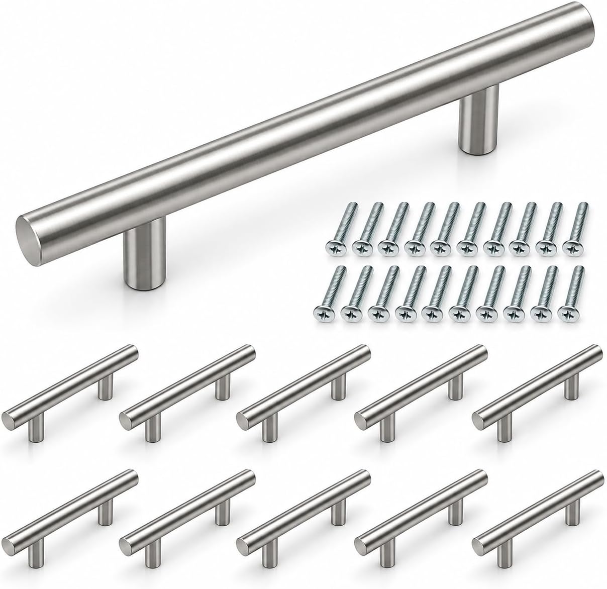 Paslanmaz Metal Kulp, Inox Dolap Çekmece Mobilya Kulbu, TV Ünitesi Yatak Odası Vestiyer Mutfak için (320 mm, Adet, 10)