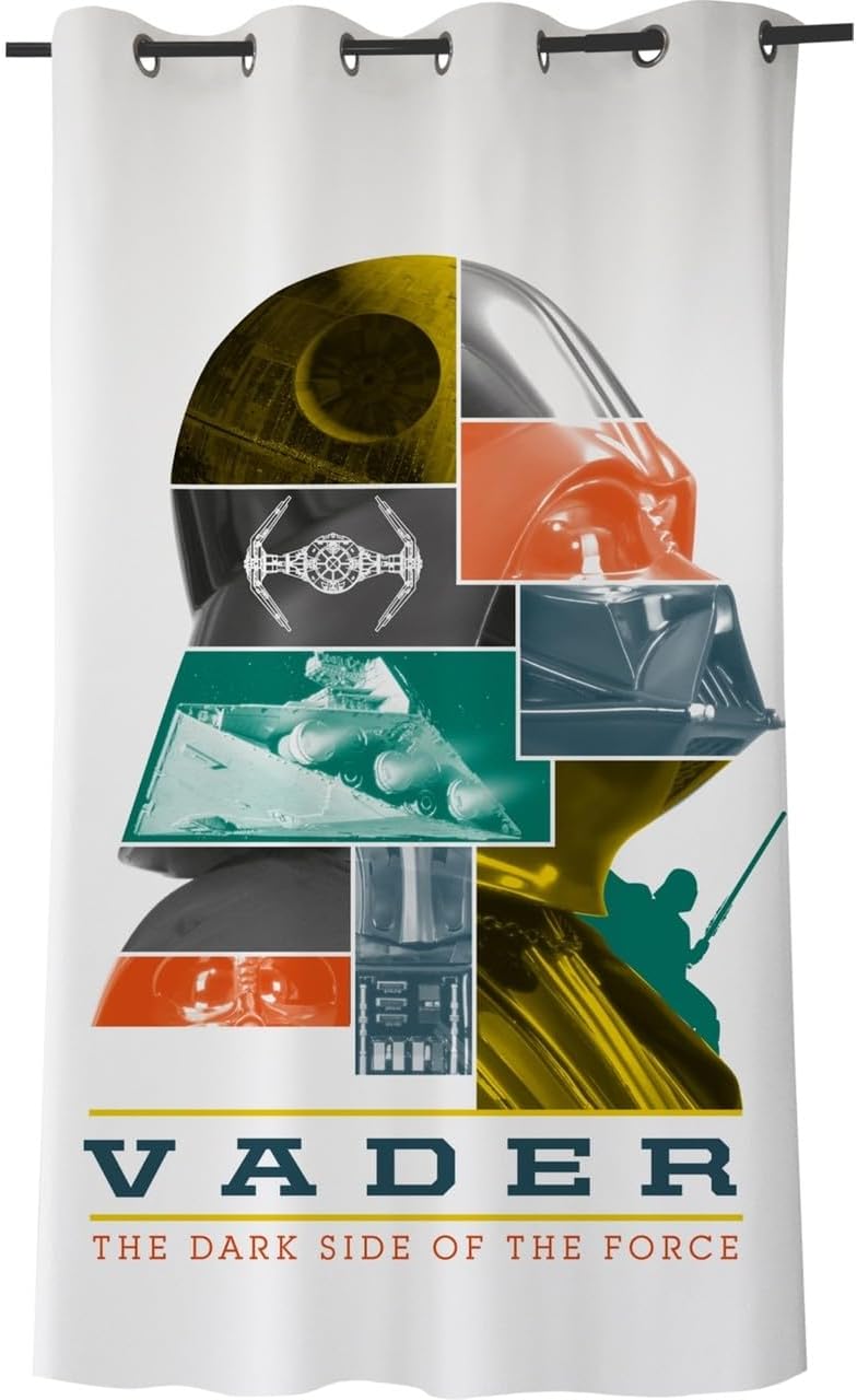 Star Wars Düz Pamuk Saten Hazır Perde, Çok Renkli, Tekli