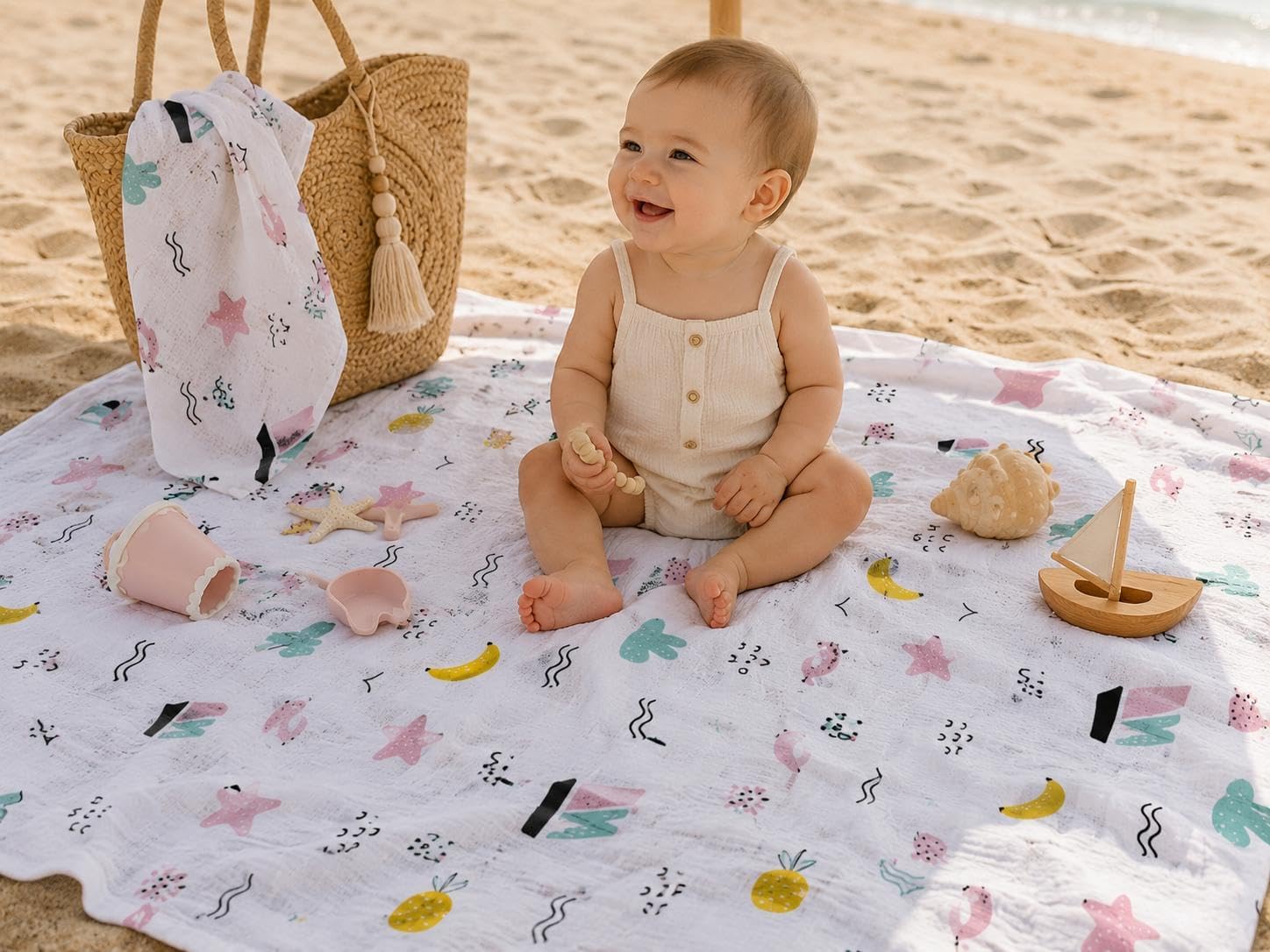 Minora%100 Pamuk Müslin Bebek Örtüsü – Çok Amaçlı Müslin Battaniye - 100 X 100 CM (BEYAZ-PEMBE-TURKUAZ-SARI)