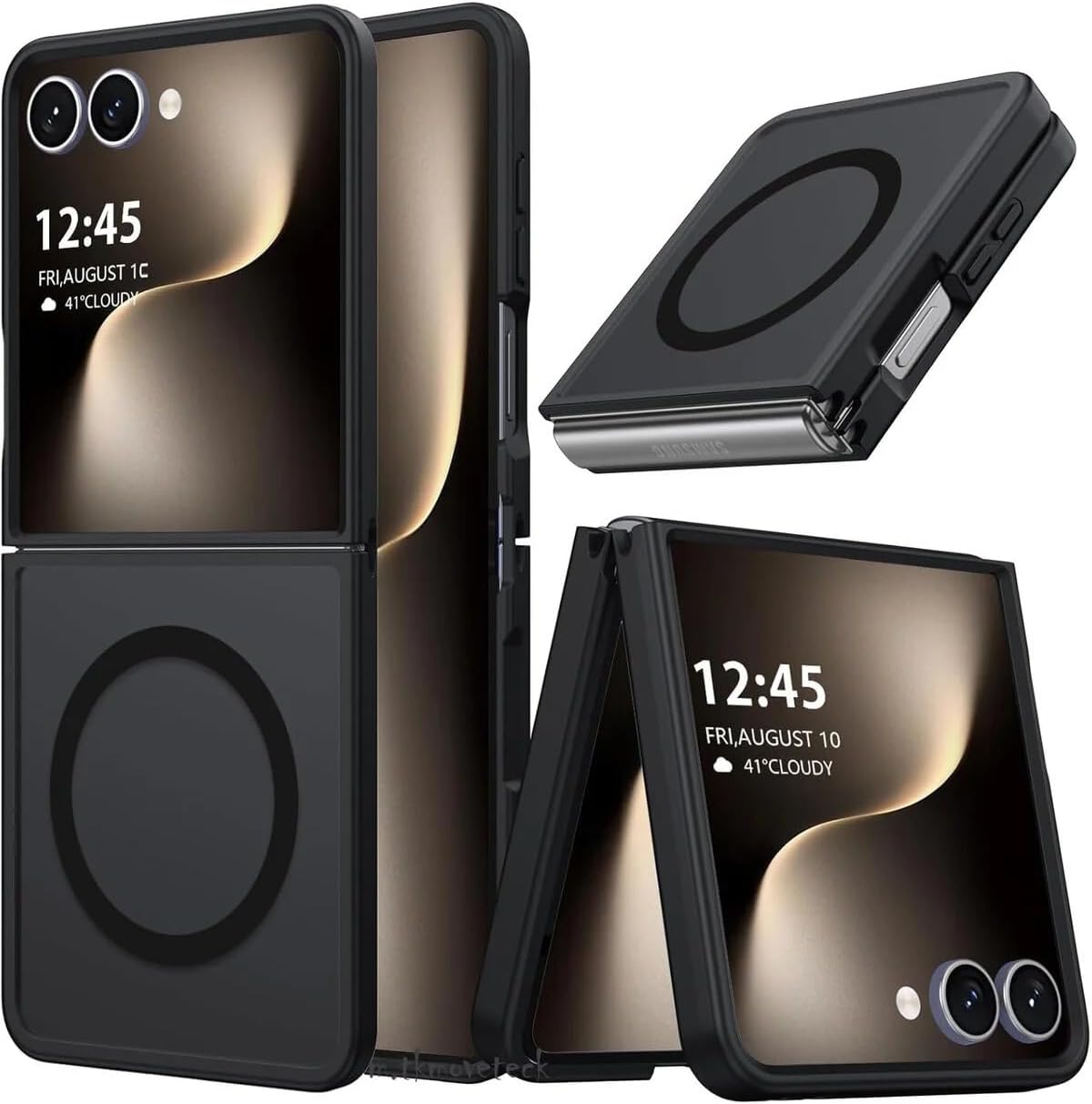 Samsung Galaxy Z Flip 7 Uyumlu Kılıf M-Safe Şarj Destekli Kamera Korumalı Şeffaf Mat Manyetik Kapak (Samsung Galaxy Z Flip 7)