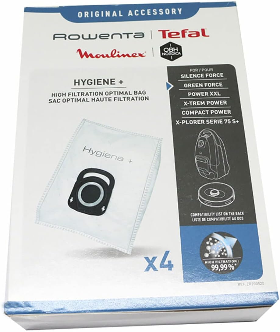 Hygiene+ Zr200520 Elektrikli Süpürge Torbası 4 Parça, Compact Power, X-Trem Power Ve Silence Force (Ro64Xx, Ro63Xx, Ro68Xx, Ro39Xx) İçin Uygun