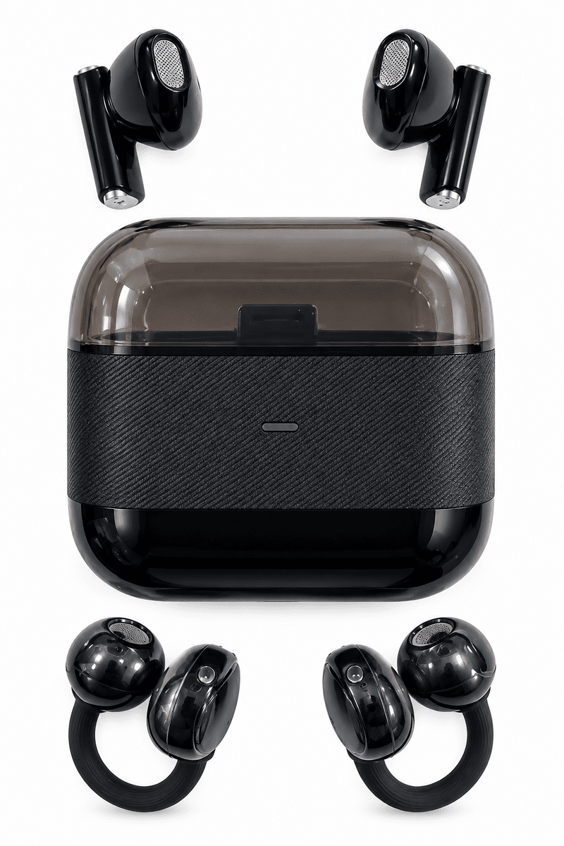 Kablosuz Bluetooth Kulaklık 2’si 1 Arada Klipsli Kulak İçi 4’lü Siyah