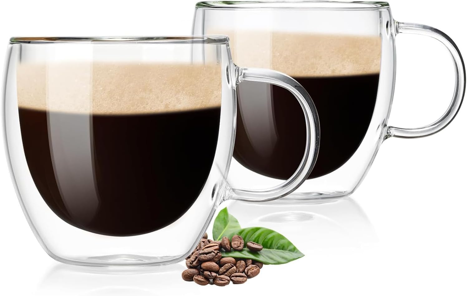 Çift Duvarlı Cam Kahve Fincanı 250ml (2’li Set) – Isıya Dayanıklı, Mikrodalga ve Bulaşık Makinesi Uyumlu, Sıcak & Soğuk İçecekler İçin