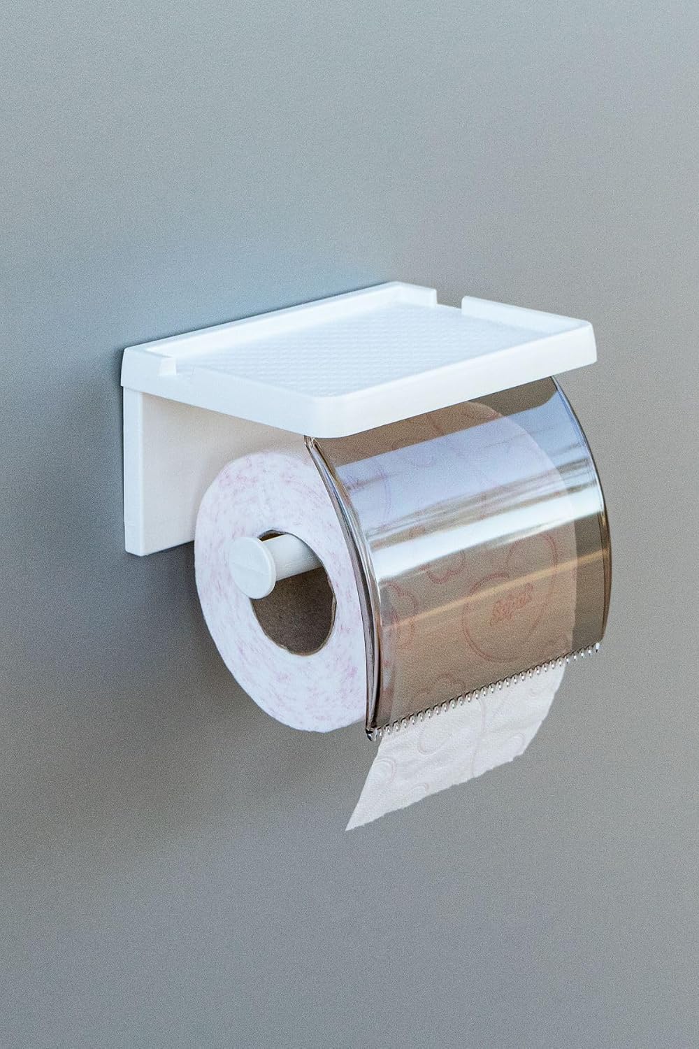 Yapışkanlı Kapaklı Tuvalet Kağıdı Askısı Banyo Tuvalet Kağıtlığı Aparatı Peçetelik Organizer Plastik, Beyaz