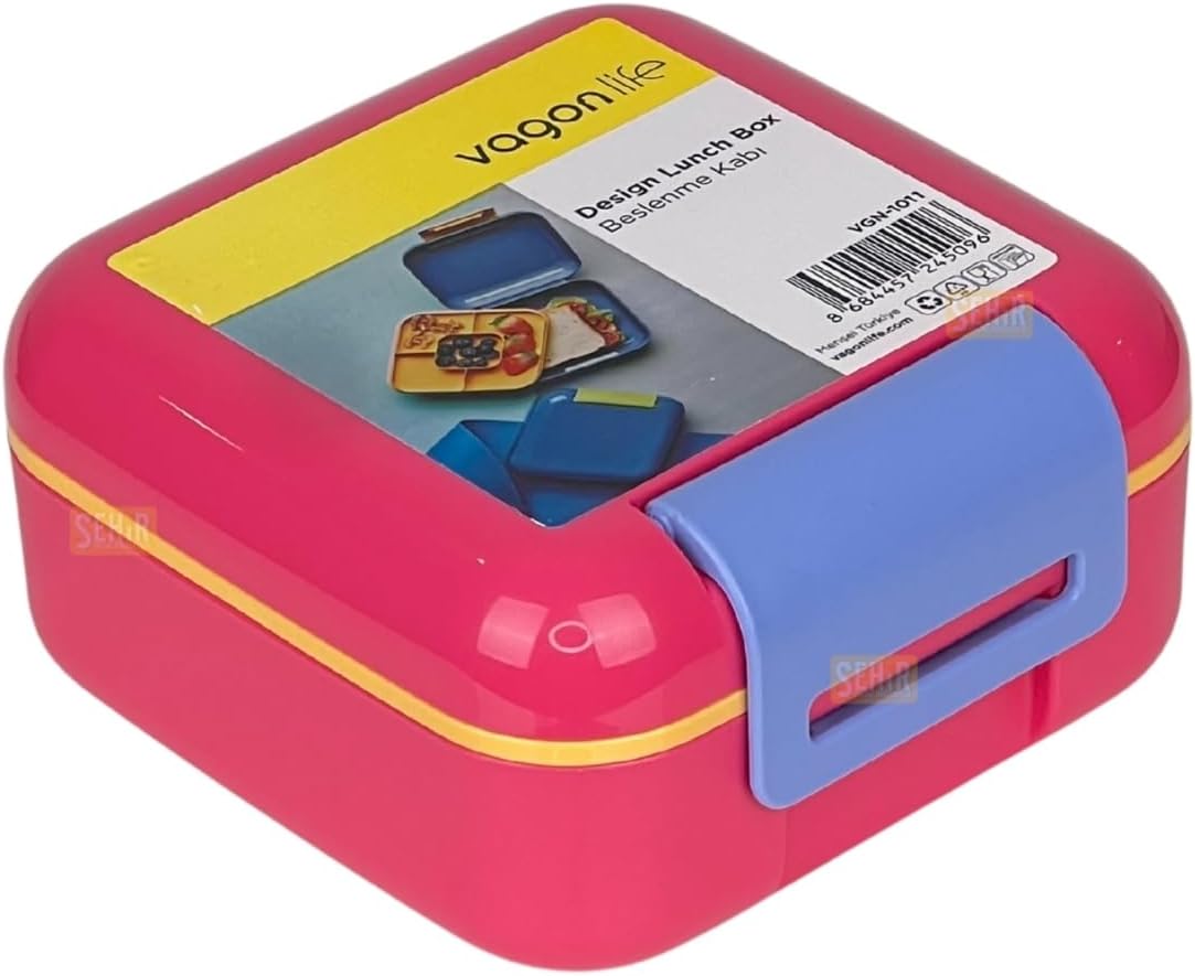 Bento 1000ml Lunchbox Tek Katlı Bölmesiz PP Plastik Küçük Sefer Tası Yemek Kutusu (Koyu Pembe)
