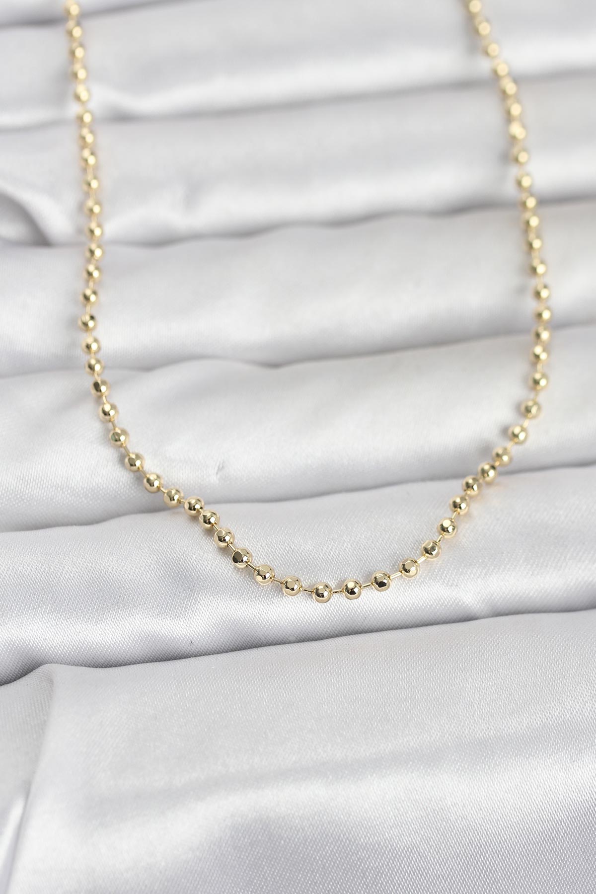 CM 14K Gold Renk Top Zincirli Model 60 cm Kadın Kolye
