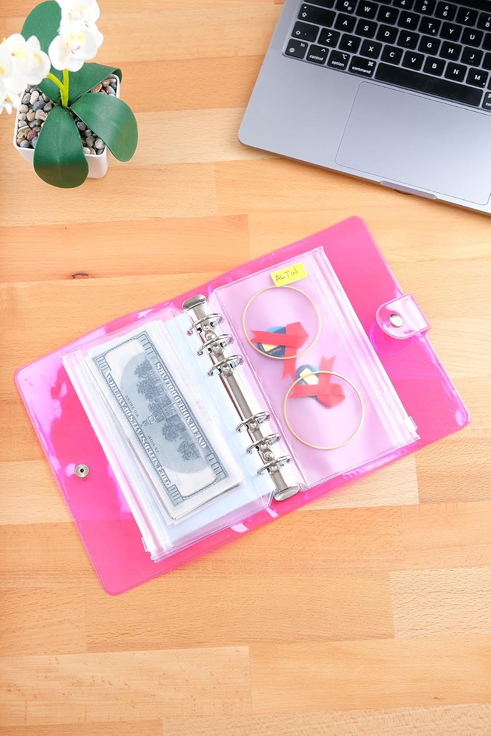 Birikim Ajandası - Bütçe Planlayıcı Cüzdan (Pembe, Gümüş Mekanizma)