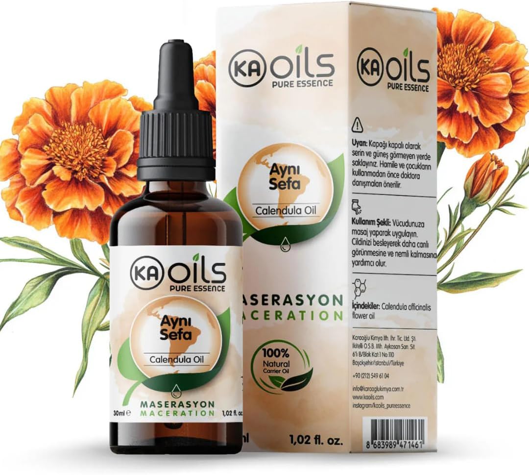 KAOils Aynısefa Yağı 30 ml | Zeytinyağında Masere Edilmiş | Calendula Infused Oil | Cilt Yatıştırıcı & Koruyucu Bakım | 100% Pure & Natural Bitkisel Yağ – Bebek & Hassas Ciltler İçin Uygun