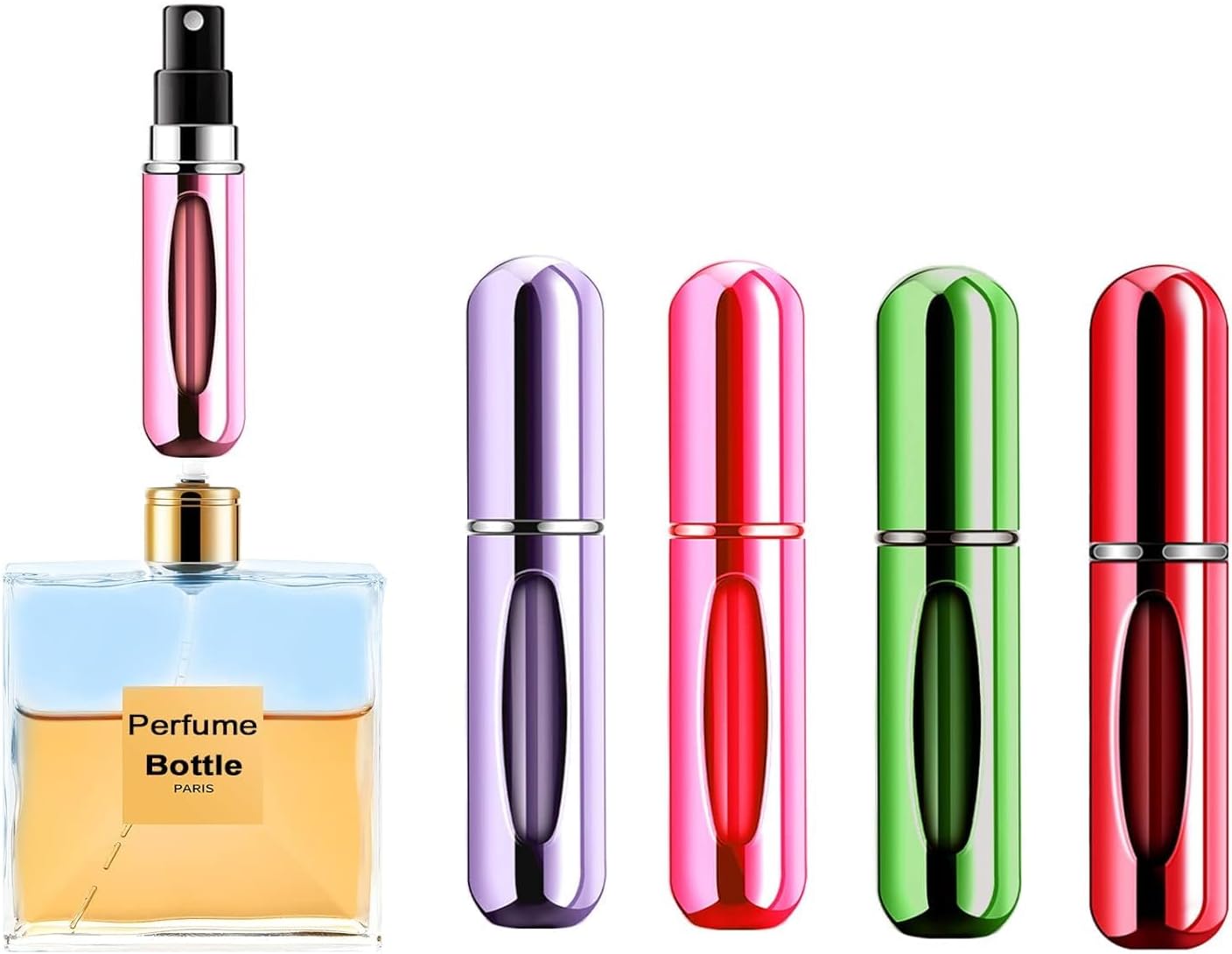 Kyrotech 4 Adet Taşınabilir Mini Parfüm Atomizer Şişesi – 5 ML Yeniden Doldurulabilir Seyahat Parfüm Spreyi, Kompakt ve Sızdırmaz Tasarım