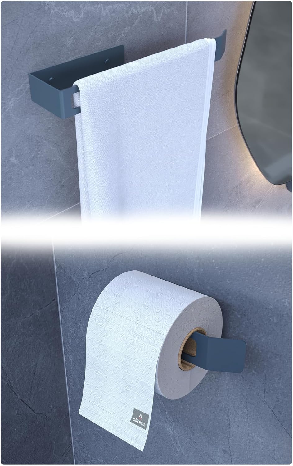 Metal Banyo Seti – Düz Tuvalet Kağıtlık ve Kağıt Havlu/Havlu Askısı 2’li Set, Modern Tasarım - Antrasit