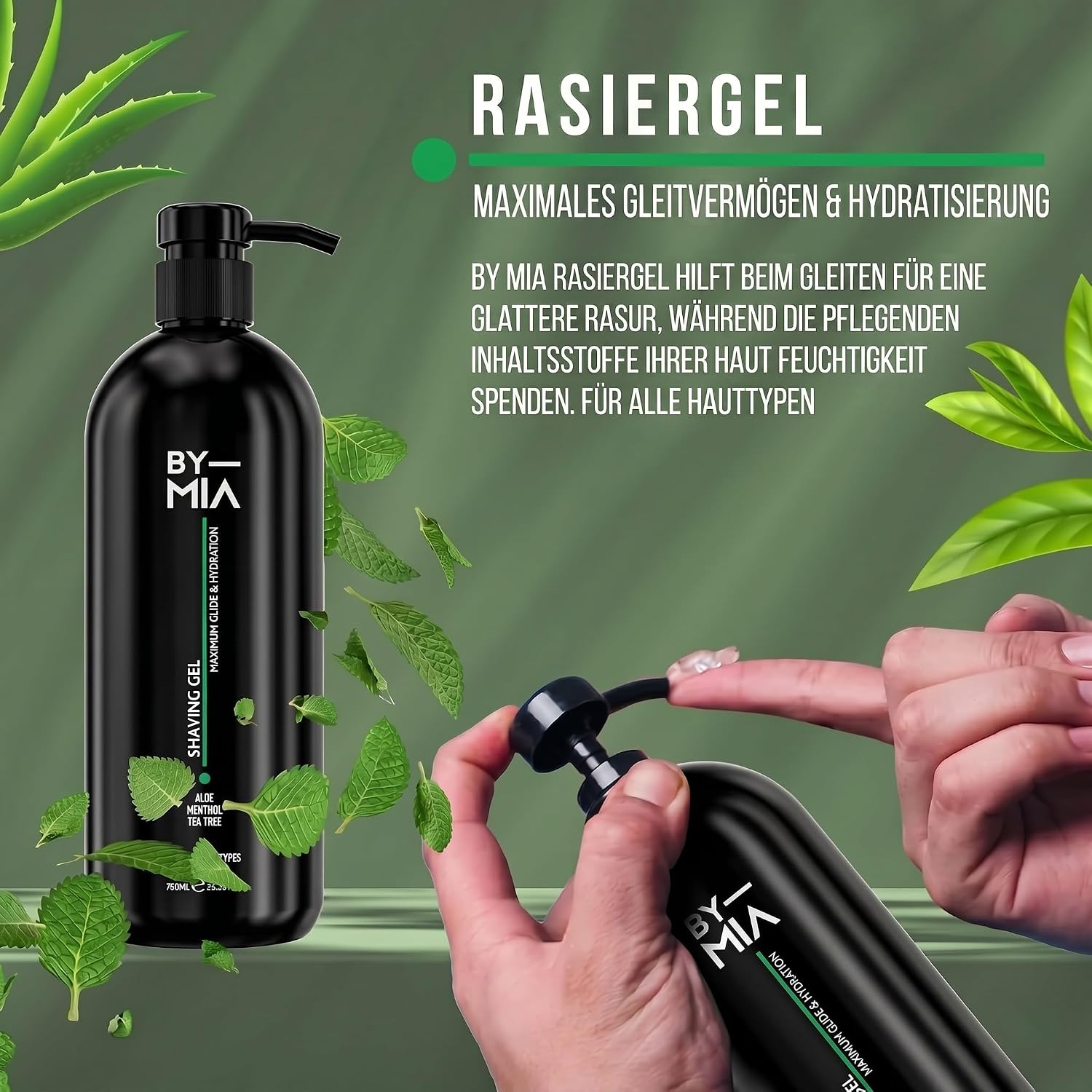 Traş Jeli 750ml | Aloe, Mentol ve Çay Ağacı Yağı ile Zenginleştirilmiş | Hassas Tıraş İçin Maksimum Kayganlaştırır ve Nemlendirir