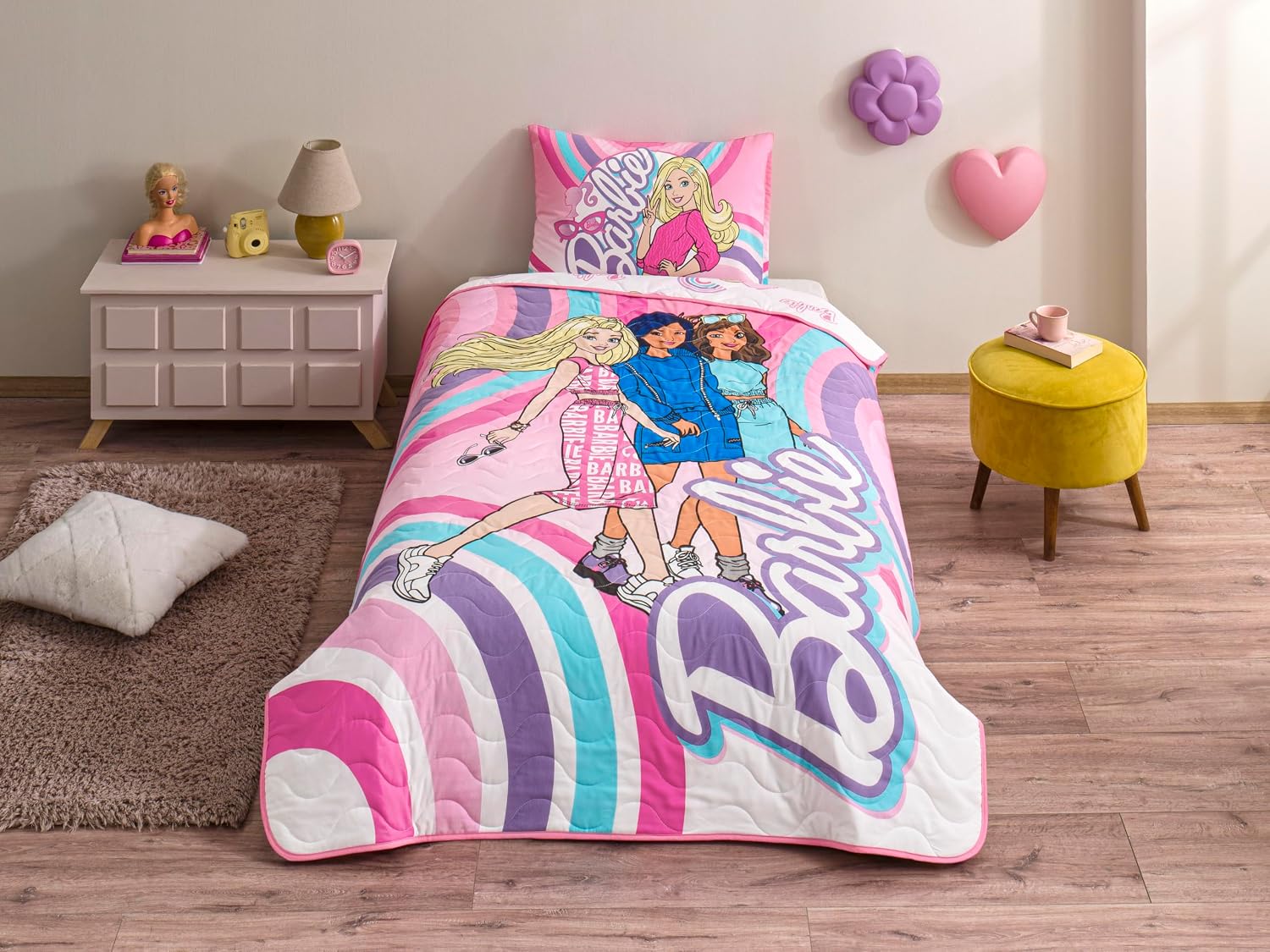 Barbie Imagine Standart Pamuk-Polyester Nevresim Takımı, Pembe, Tek Kişilik