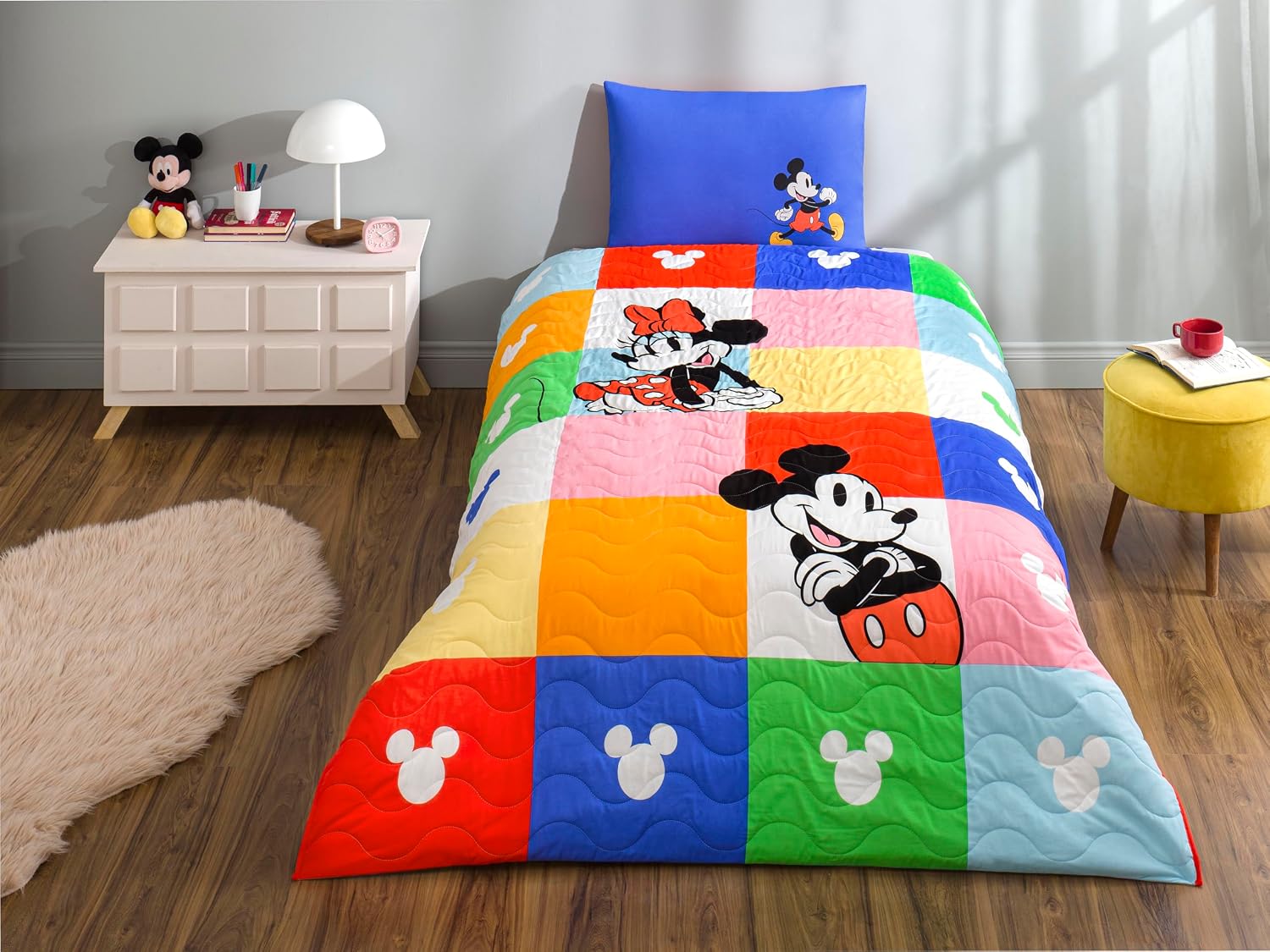 Disney Minnie & Mickey Standart Pamuk Nevresim Takımı, Çok Renkli, Tek Kişilik