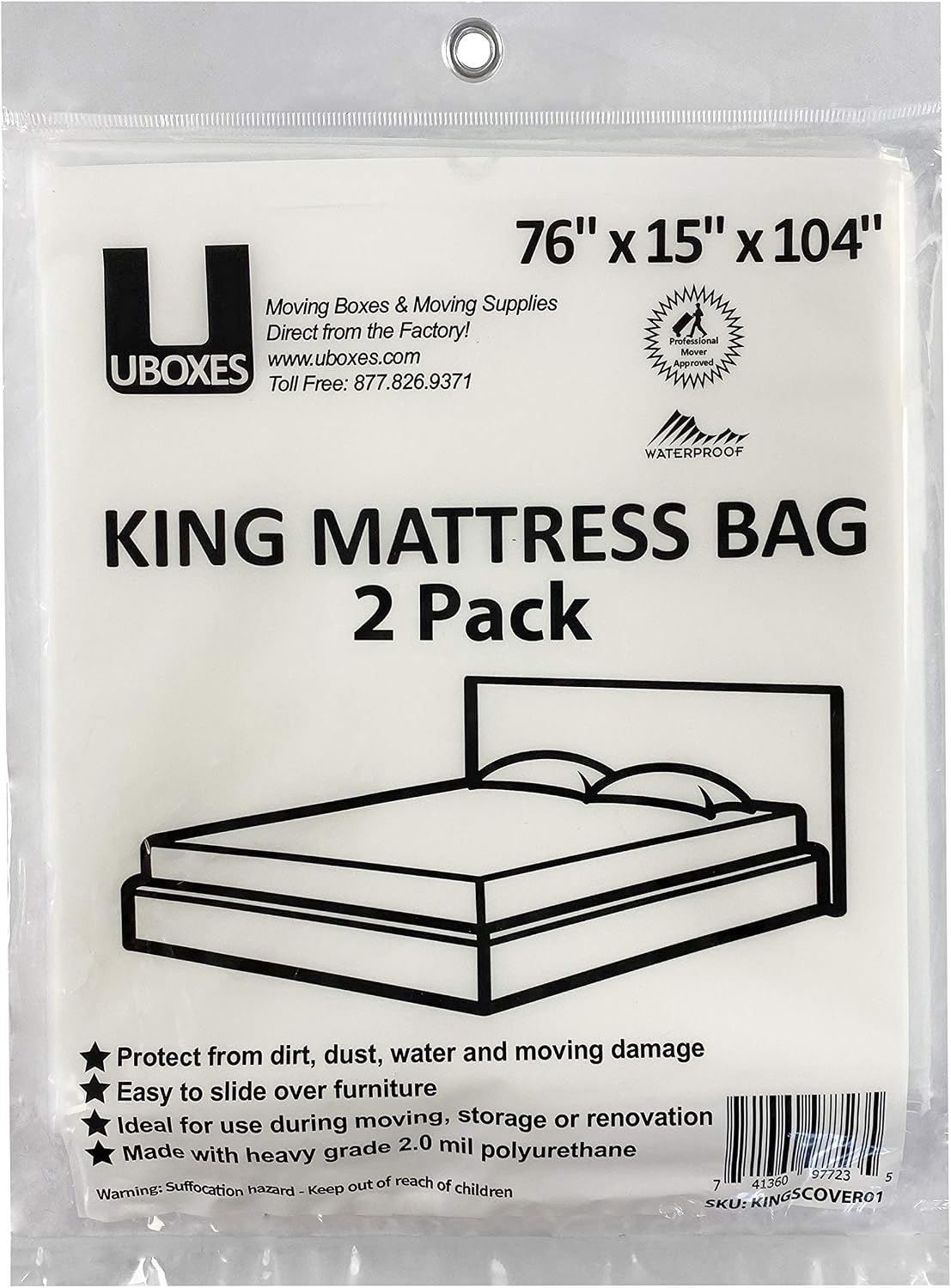 King Yatak Poli Kılıfları, 76 x 15 x 104 inç, 2'li Paket