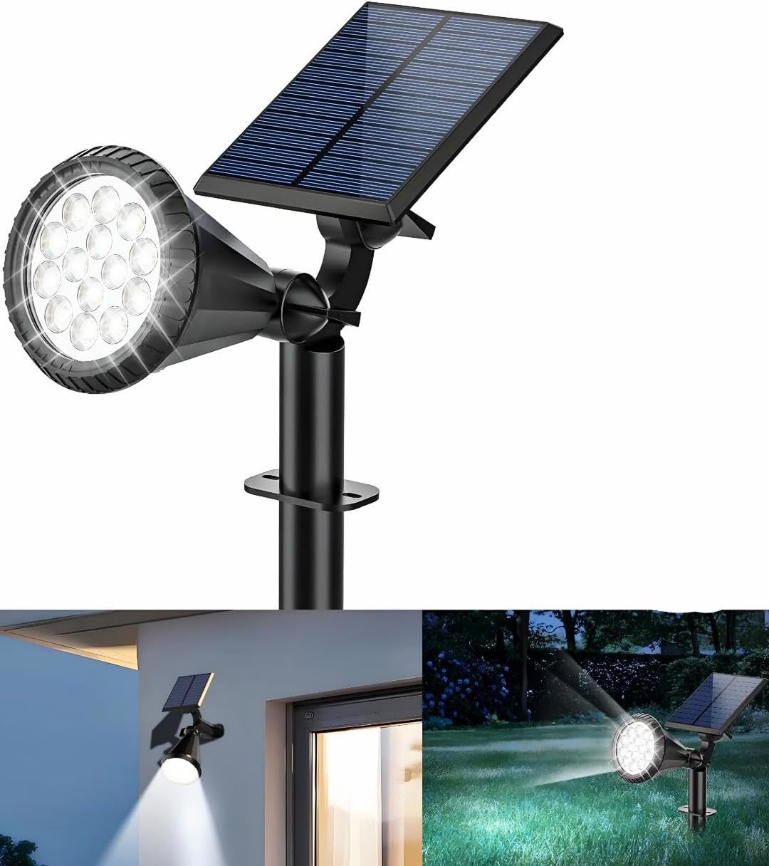 Forlife BEYAZ 18 LED Spot Güneş Enerjili Bahçe Aydınlatma Lambası, Fotoselli, Spike Aplik, 18W Su Geçirmez Dış Mekan Solar Lamba, Ağaç, Veranda, Garaj, Havuz, Duvar Ve Zemin Montajına Uygundur 42 CM