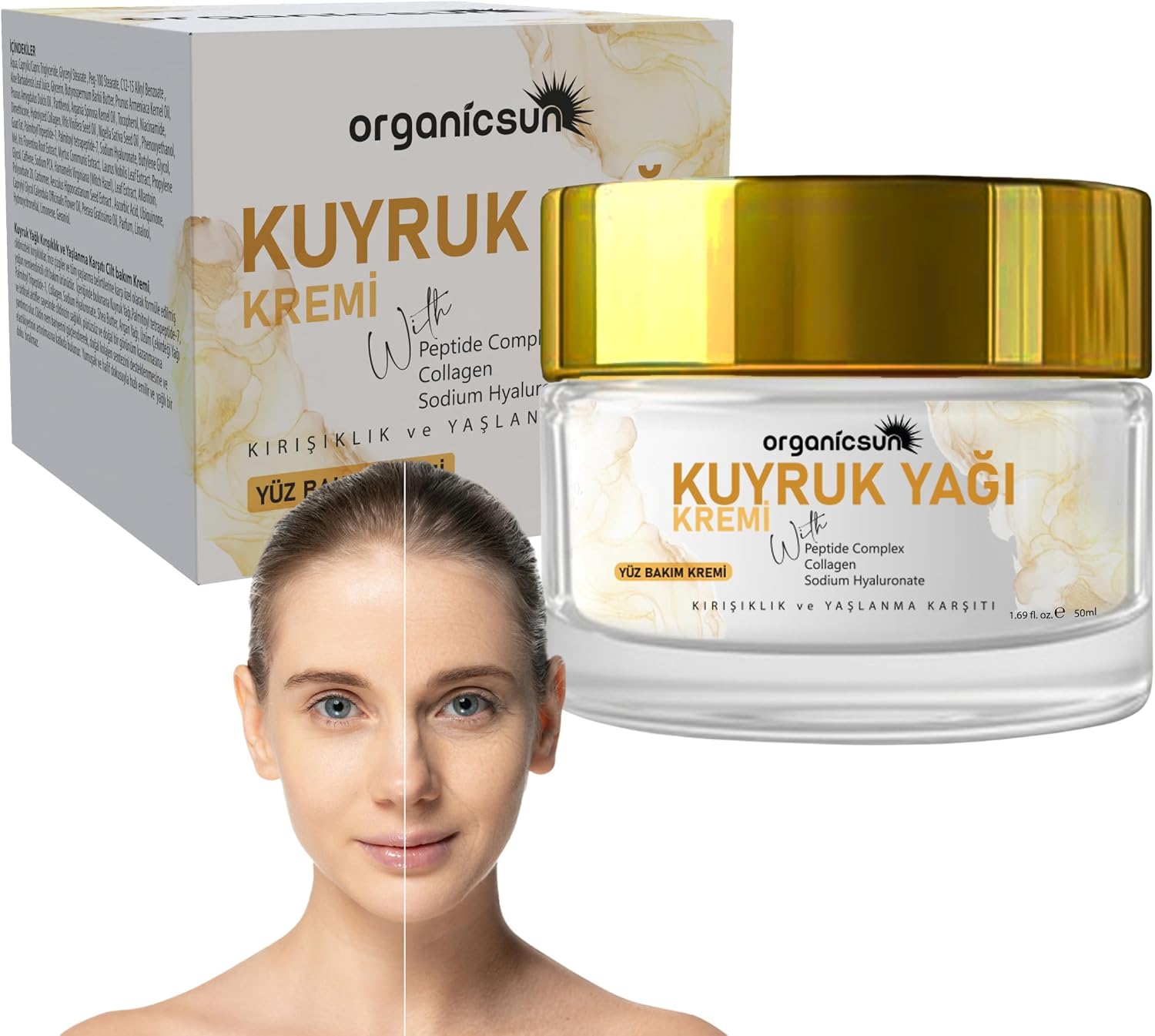 Kuyruk Yağı Kremi | Kırışıklık & Yaşlanma Karşıtı Anti Aging Yüz Bakım Kremi 50ml - Collagen İlaveli, Nemlendirici Etki