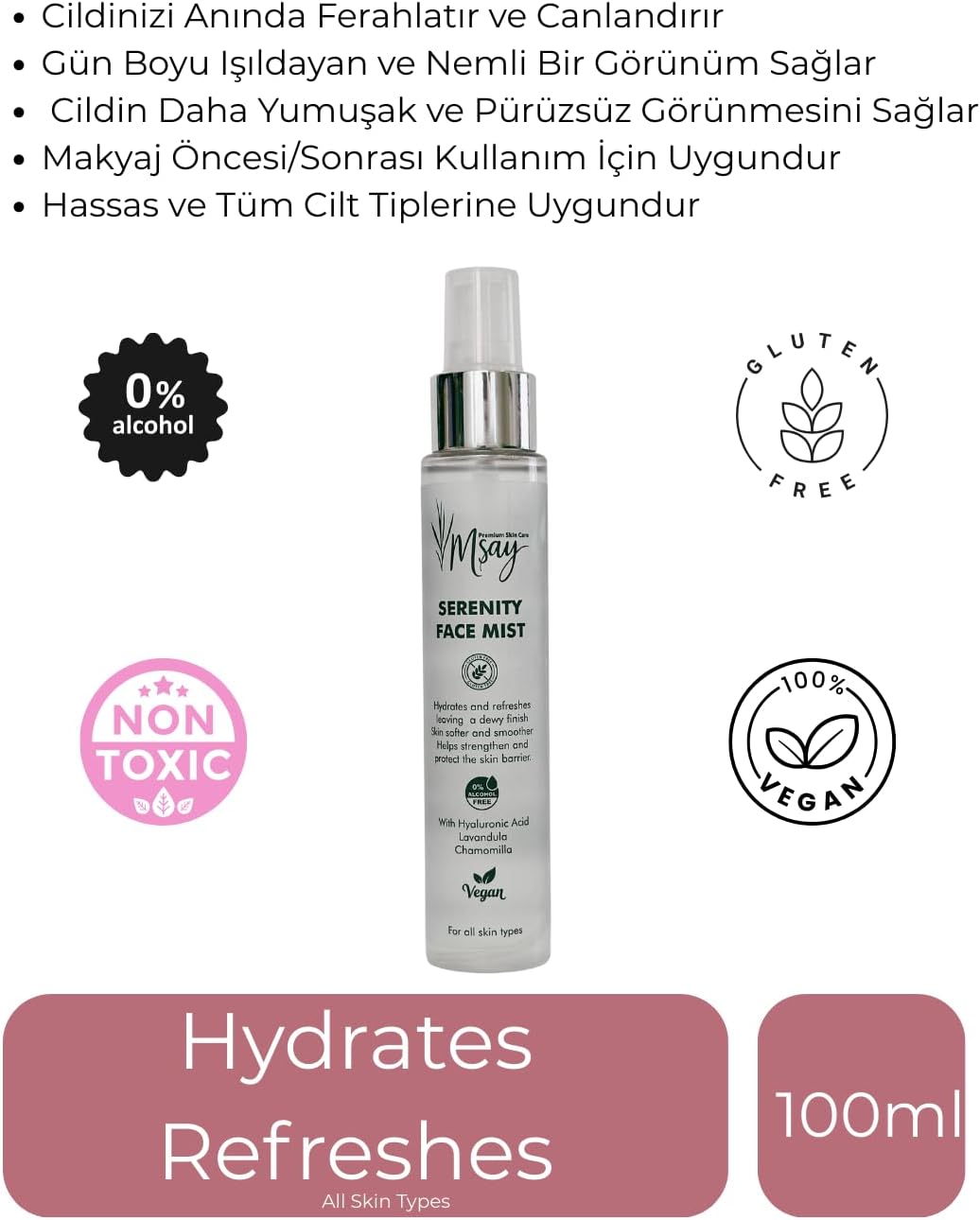 Serenity Face Mist, Nemlendirici, Aydınlatıcı, Ferahlatıcı, Nemlendirici Yüz Misti