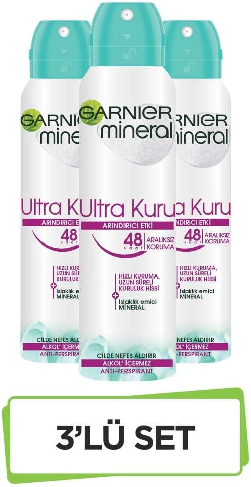 Mineral Ultra Kuru Kadın Sprey Deodorant 150 ml 3 adet