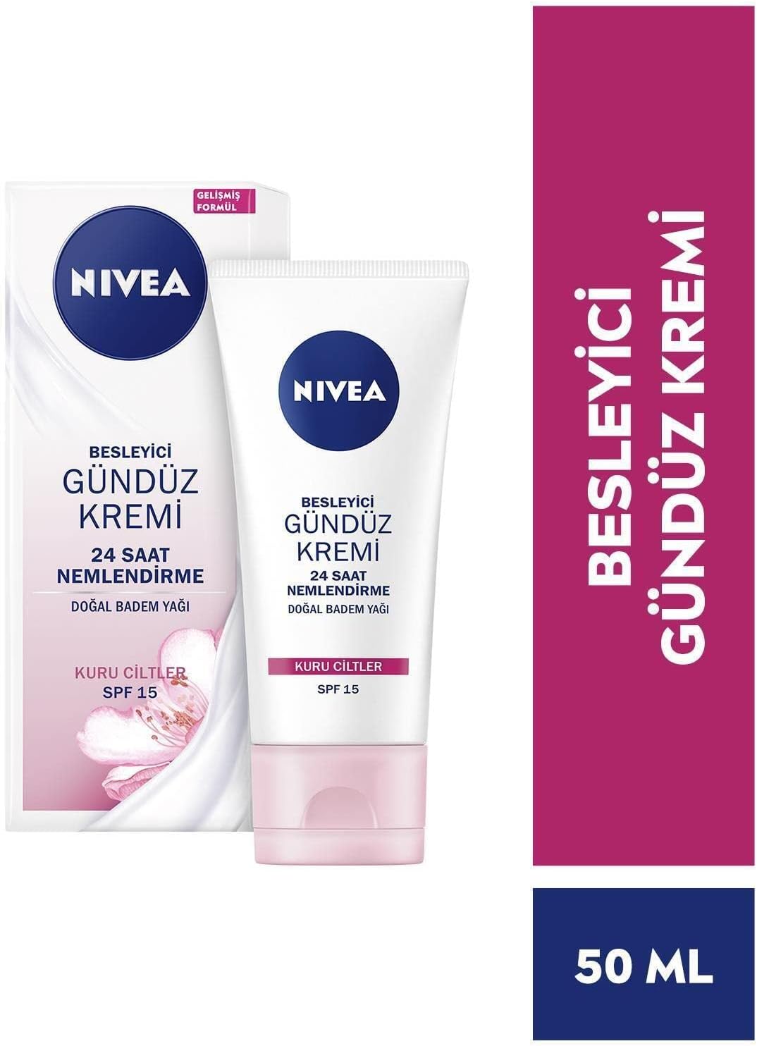 Essentials Besleyici Gündüz Yüz Bakım Kremi, 50 ml, Kuru Ciltler, Doğal Badem Yağı, Doğal Manolya Özü ve Shea Yağı ile 24 Saat Yoğun Nemlendirme, SPF15 Güneş Koruması