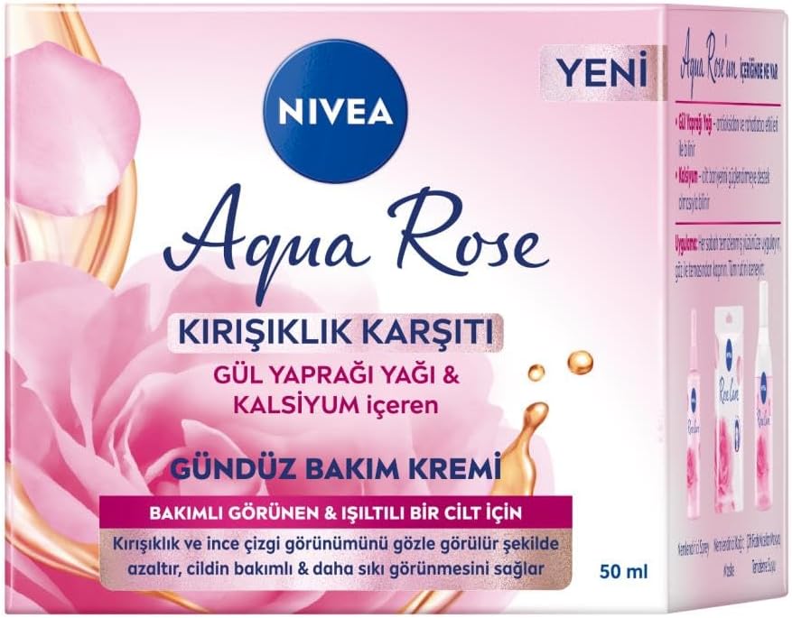 Aqua Rose Kırışıklık Karşıtı Gündüz Yüz Bakım Kremi 50ml, Kalsiyum, İnce Çizgi Görünümü, Sıkı Cilt