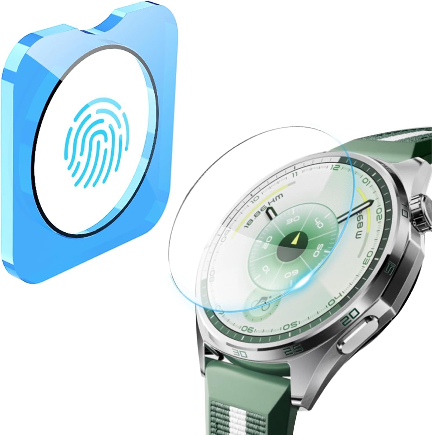 Huawei Watch GT6 46mm için Kolay Uygulama Aparatlı Ekran Koruyucu 9H Sertliğinde Çizilmeye Karşı Koruyan Dokunma Hassasiyetini ve Görüntü Kalitesini Etkilemeyen Huawei GT6 46mm Koruyucu Cam