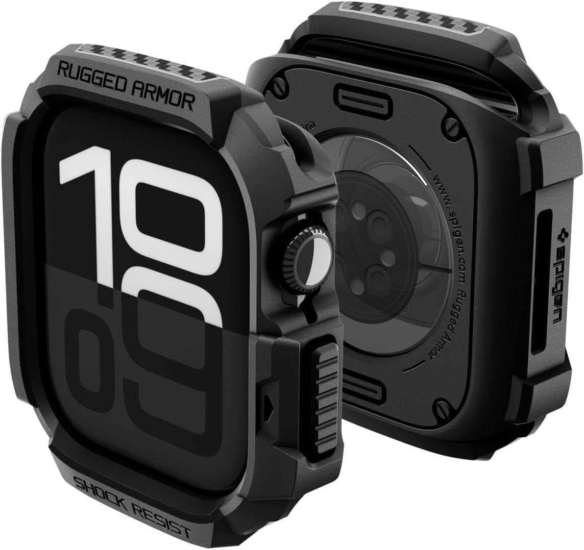 Apple Watch 46mm Seri 11/10 ile Uyumlu Kılıf Rugged Armor 2 Matte Black - ACS10499