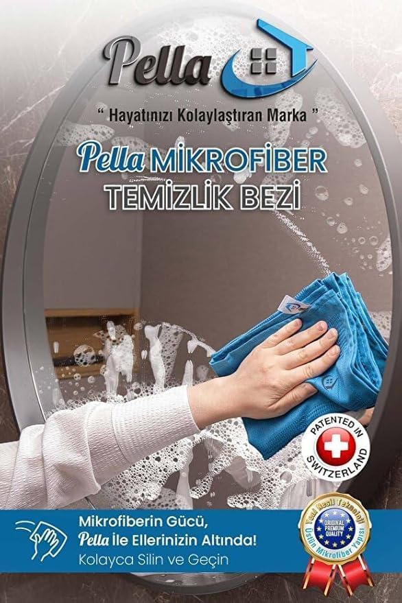 Pella- Orijinal Pella- Mikrofiber Temizlik Bezi 2x(3'LÜ PAKET) Toplam 6 Adet(MAVİ,GRİ,FÜME)