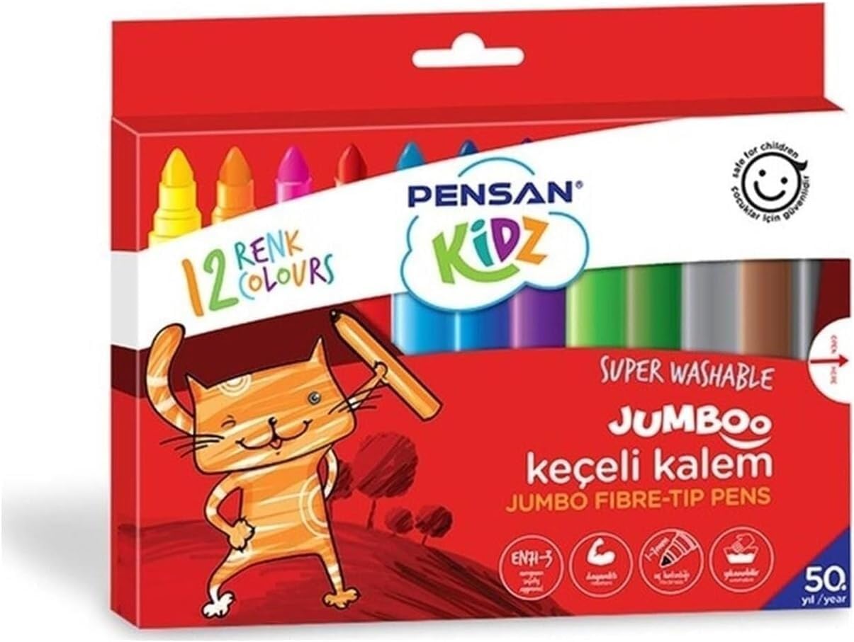 Pensan Kidz Jumboo 12 Renk Jumbo Keçeli Kalem