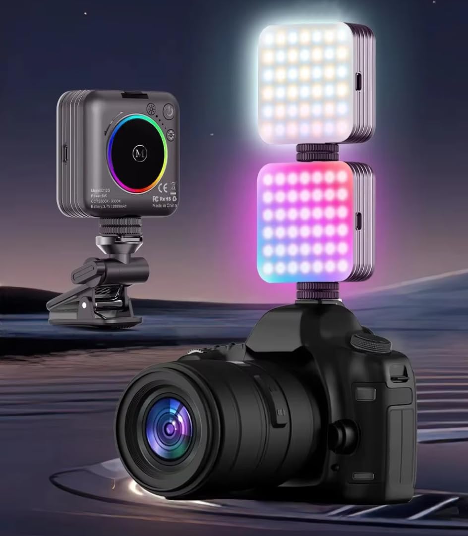 Cep Telefonu Çakarlı Dolgu Işık, Canlı Yayın Için Mini Taşınabilir Kısılabilir Yüksek Parlaklık RGB Selfie Işık Paneli, Kıskaçlı Telefon ve Notebook Tutucu, YouTuber Yayıncı Işığı D12S